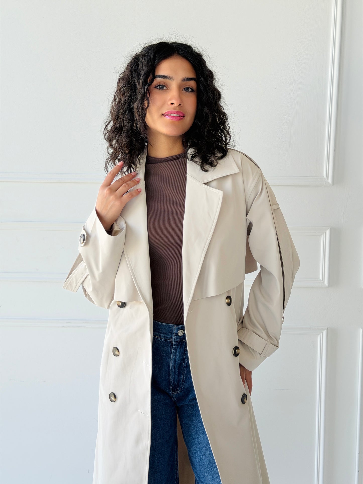 Long trench coat- creme