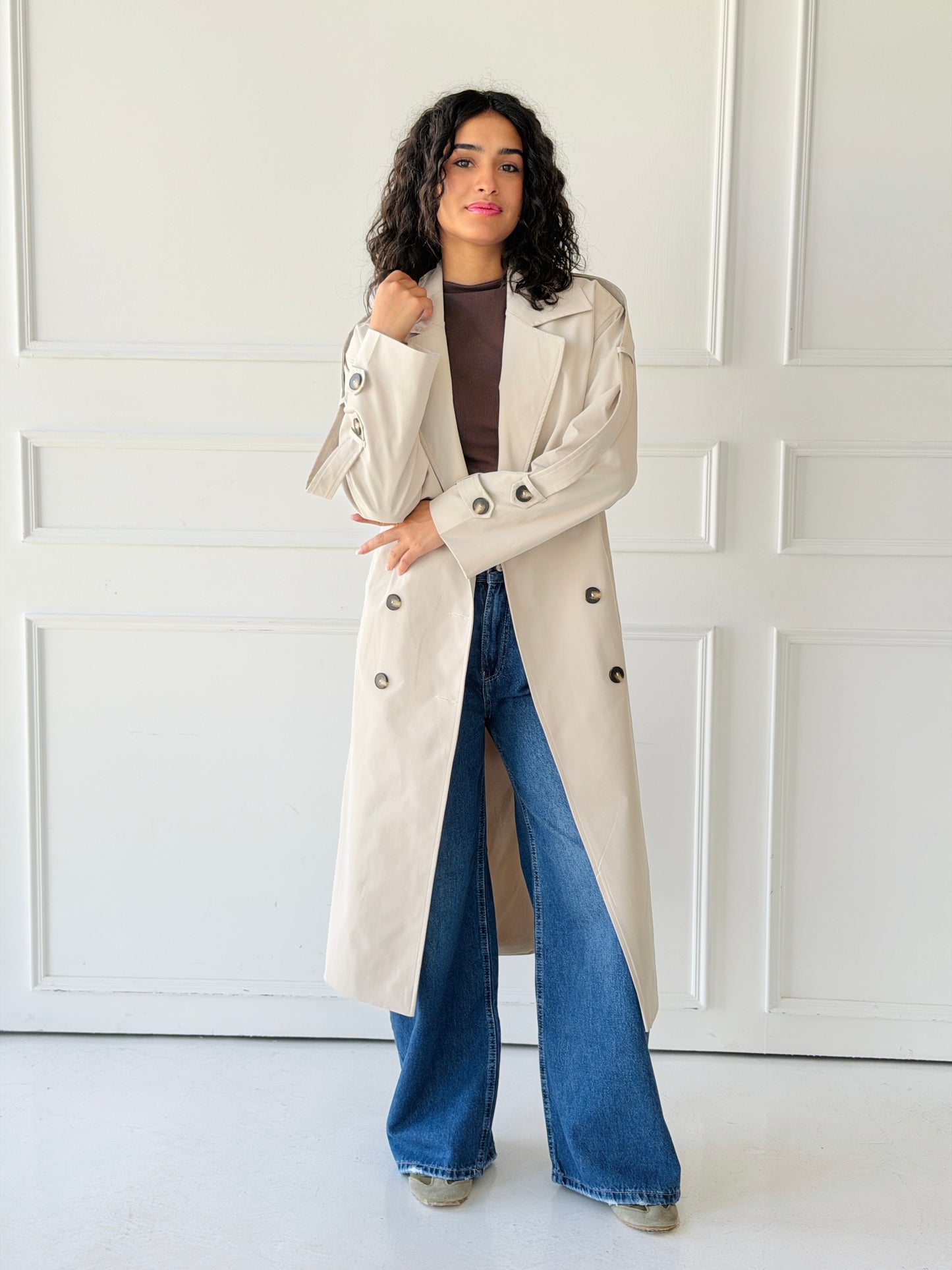 Long trench coat- creme