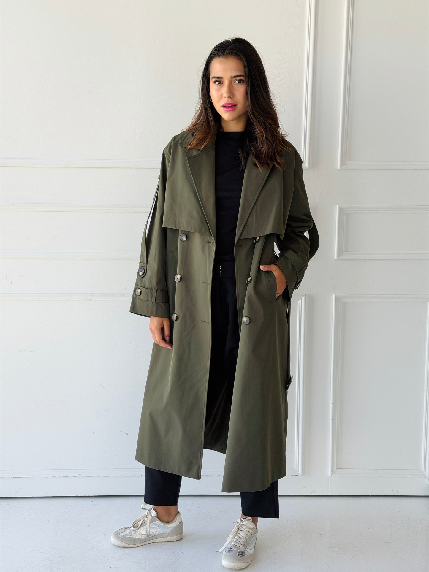 long trench coat- olive