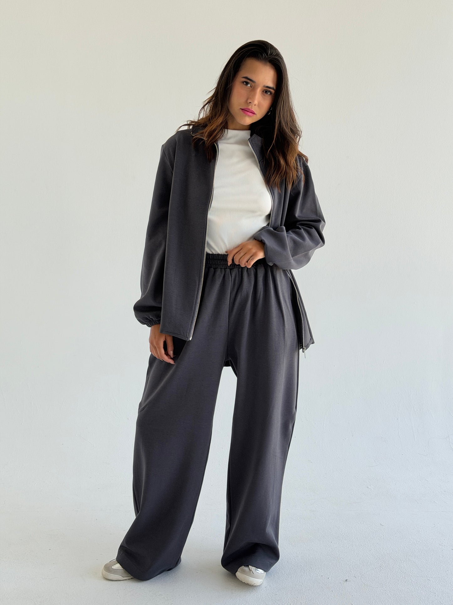 Pleated back set -gray