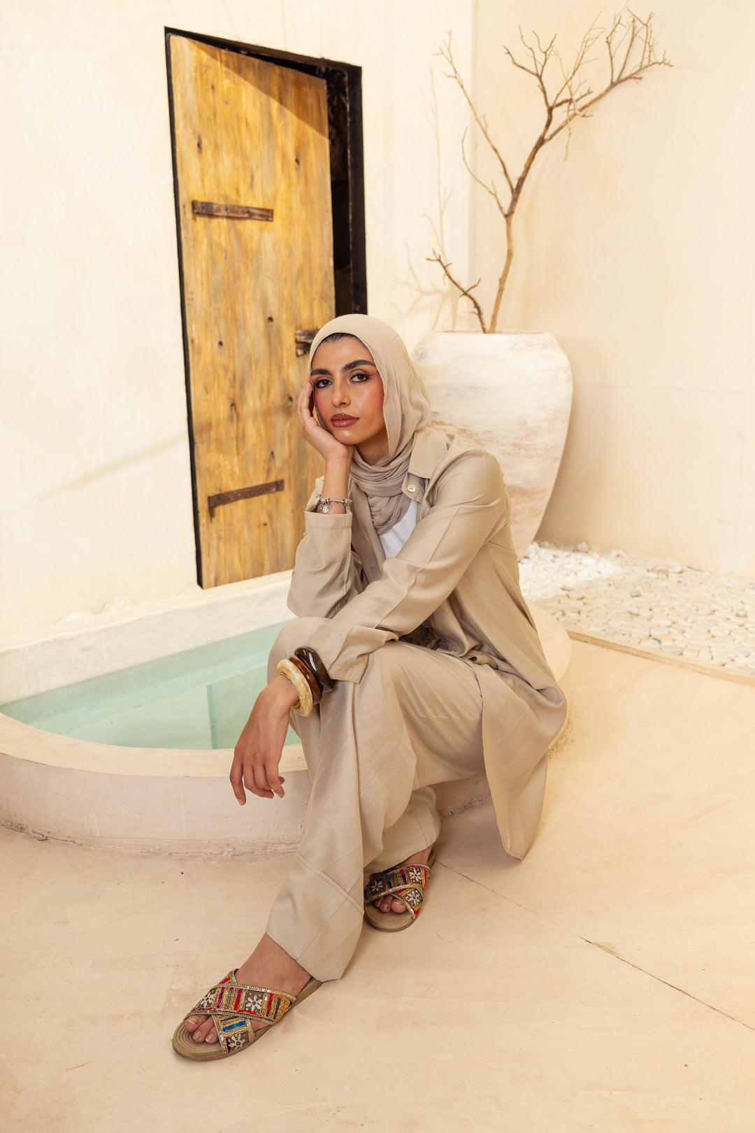 Two lines Set -Biege