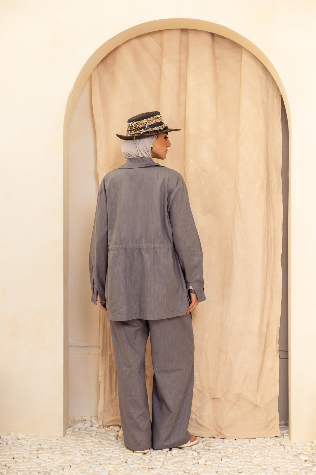 Linen Pocket Shirt- Gray