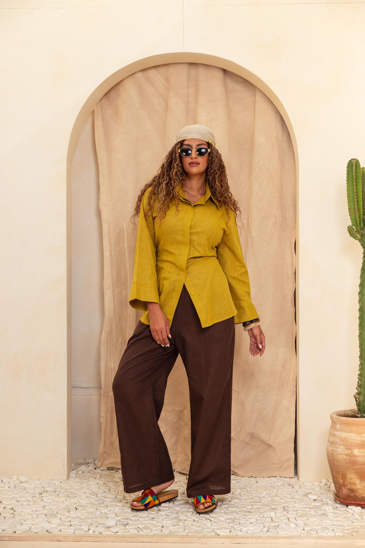 Linen Belt Shirt- Mustered