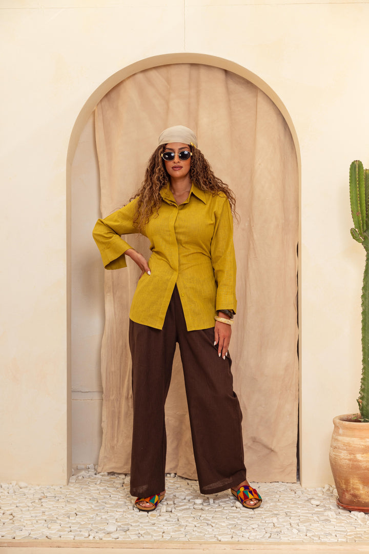 Linen Belt Shirt- Mustered