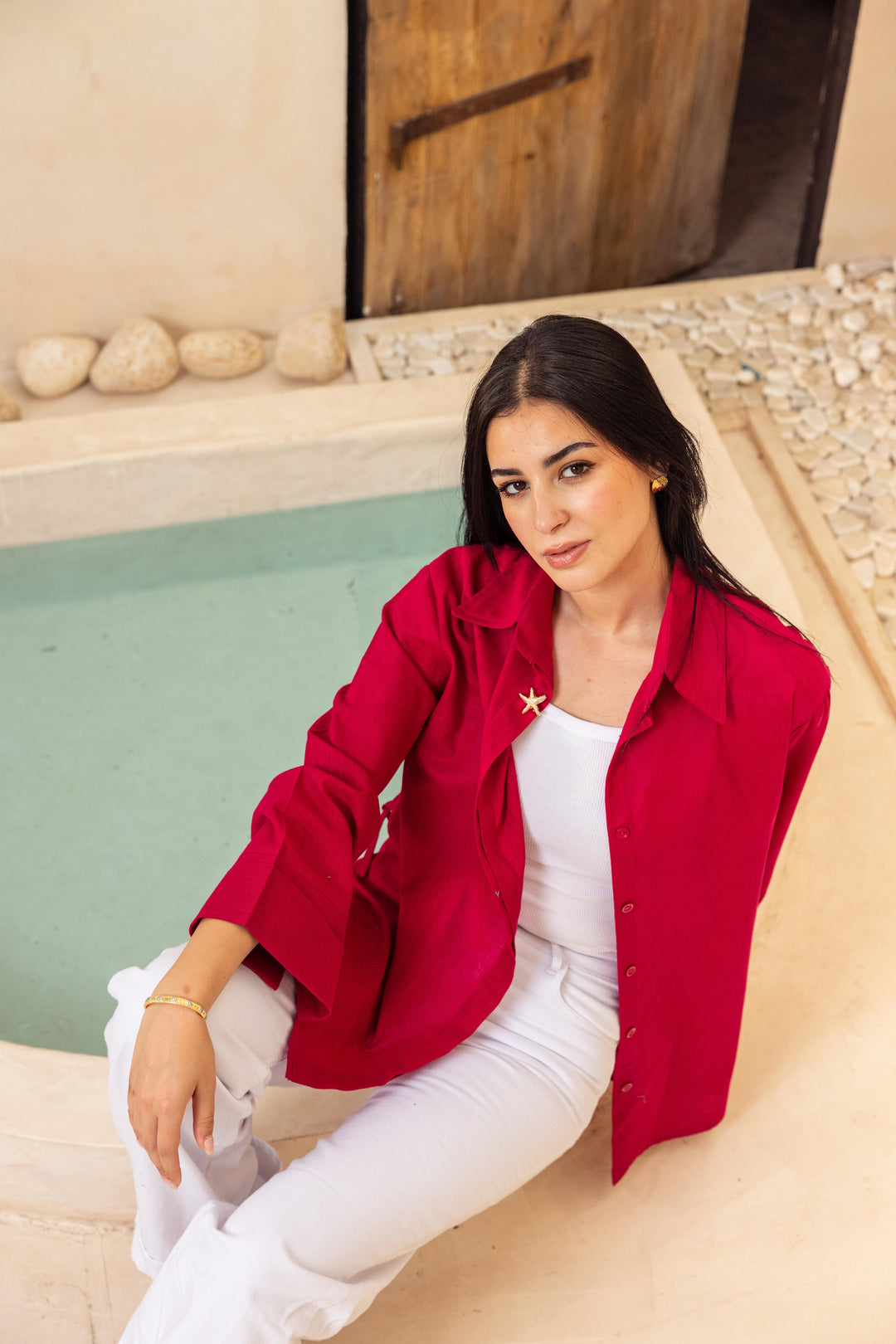 Linen Belt Shirt- fushya