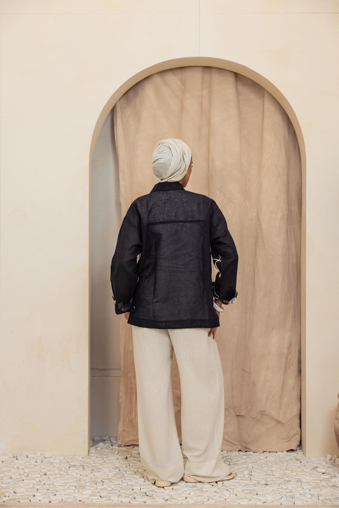 Embroidery leaves blue Shirt