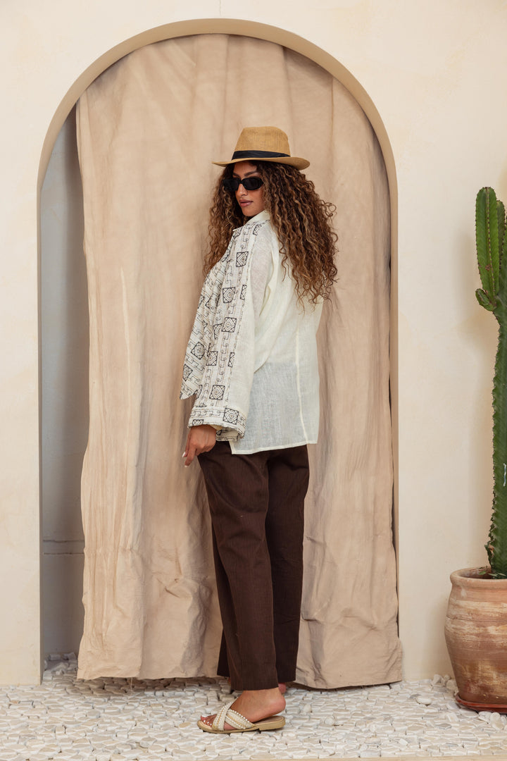 Embroidery white shirt