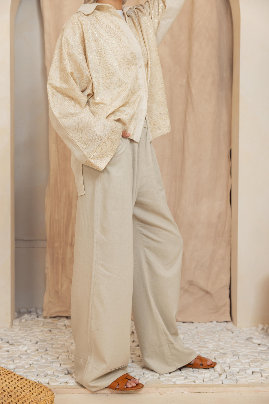Pure Linen pants - Light Gray