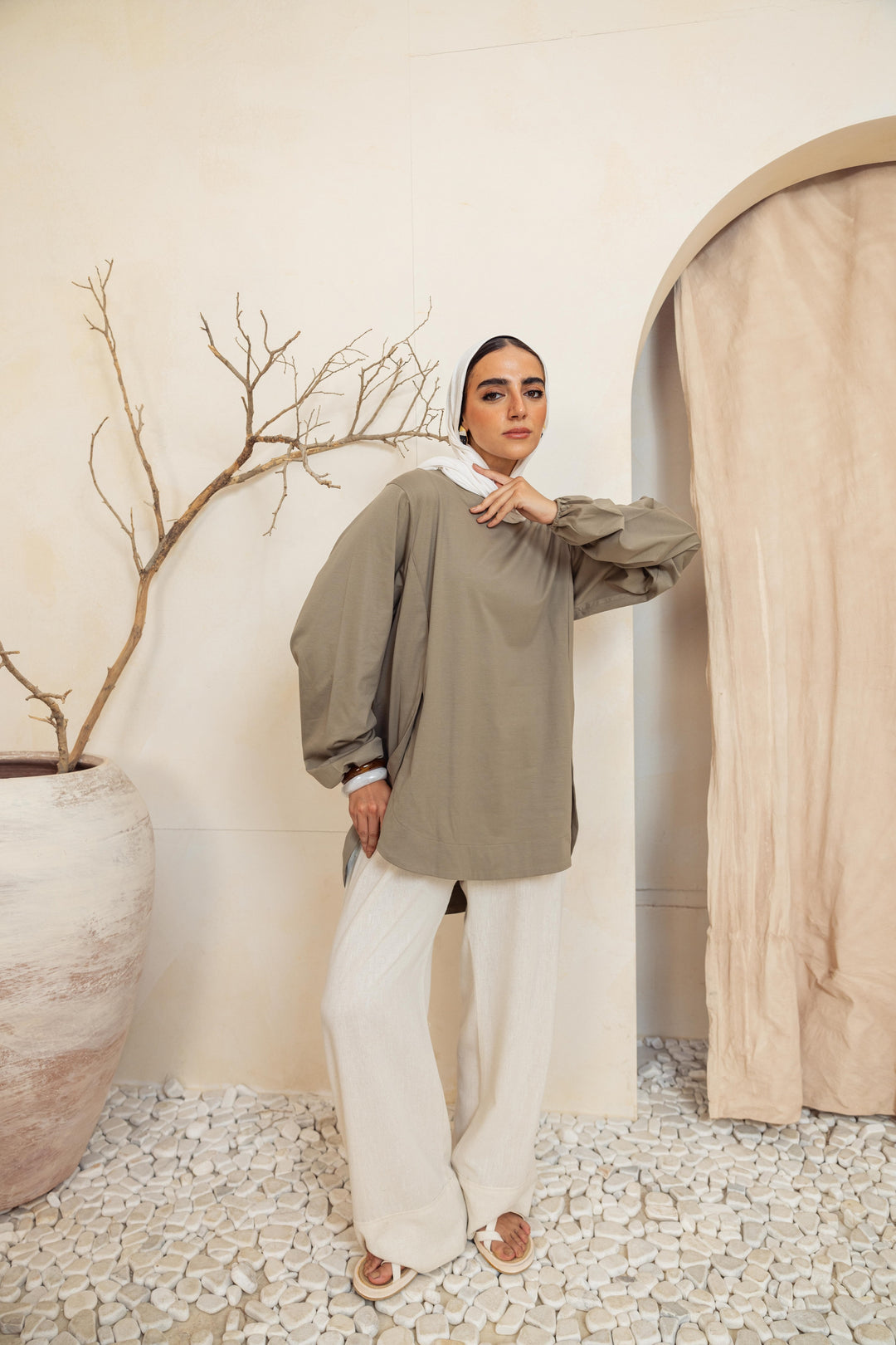 Basic Curved top - olive