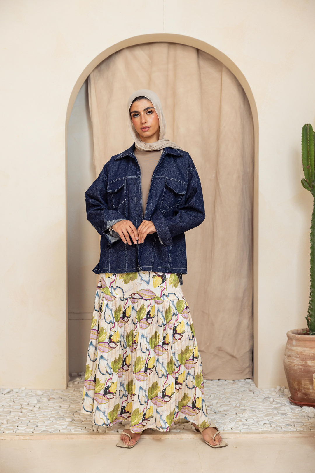 Printed Pilise Skirt -  water colors