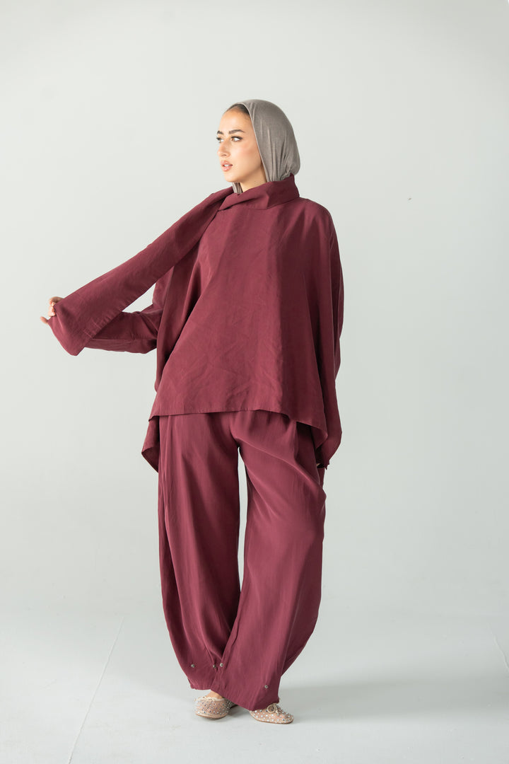 Scarf poncho top - Drak red