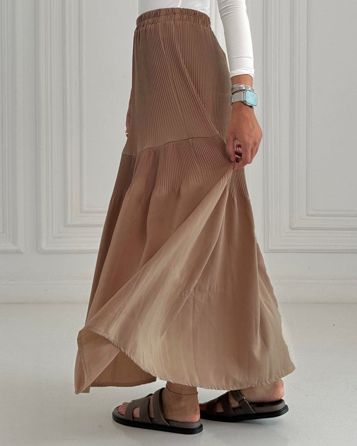 New Pillise skirt-Cafe