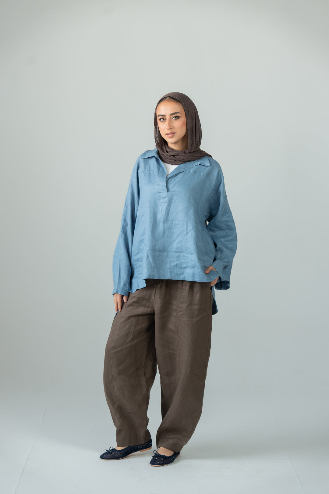 Cozy linen top - state blue