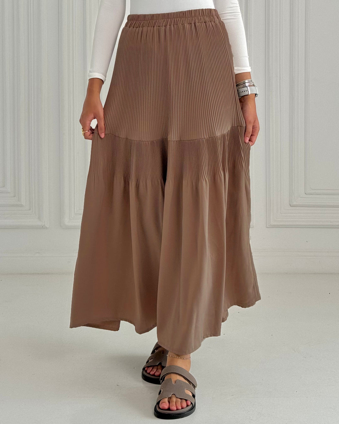 New Pillise skirt-Cafe