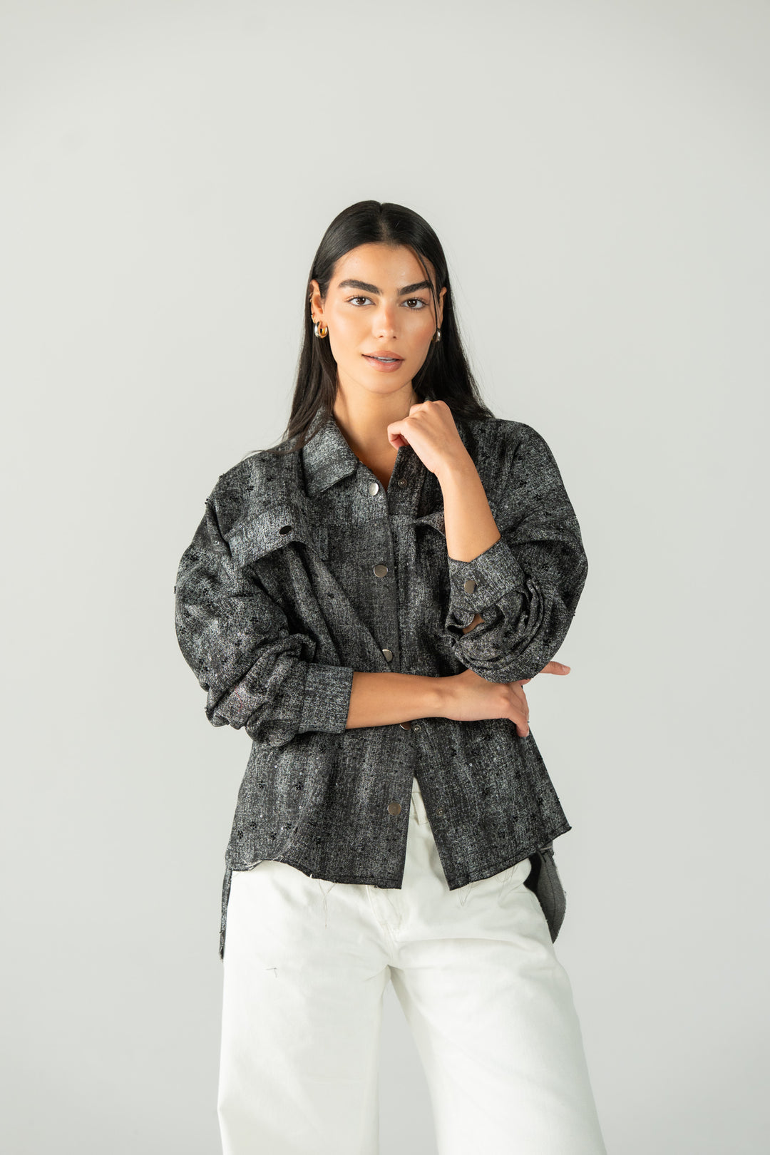 stars jeans jacket- black