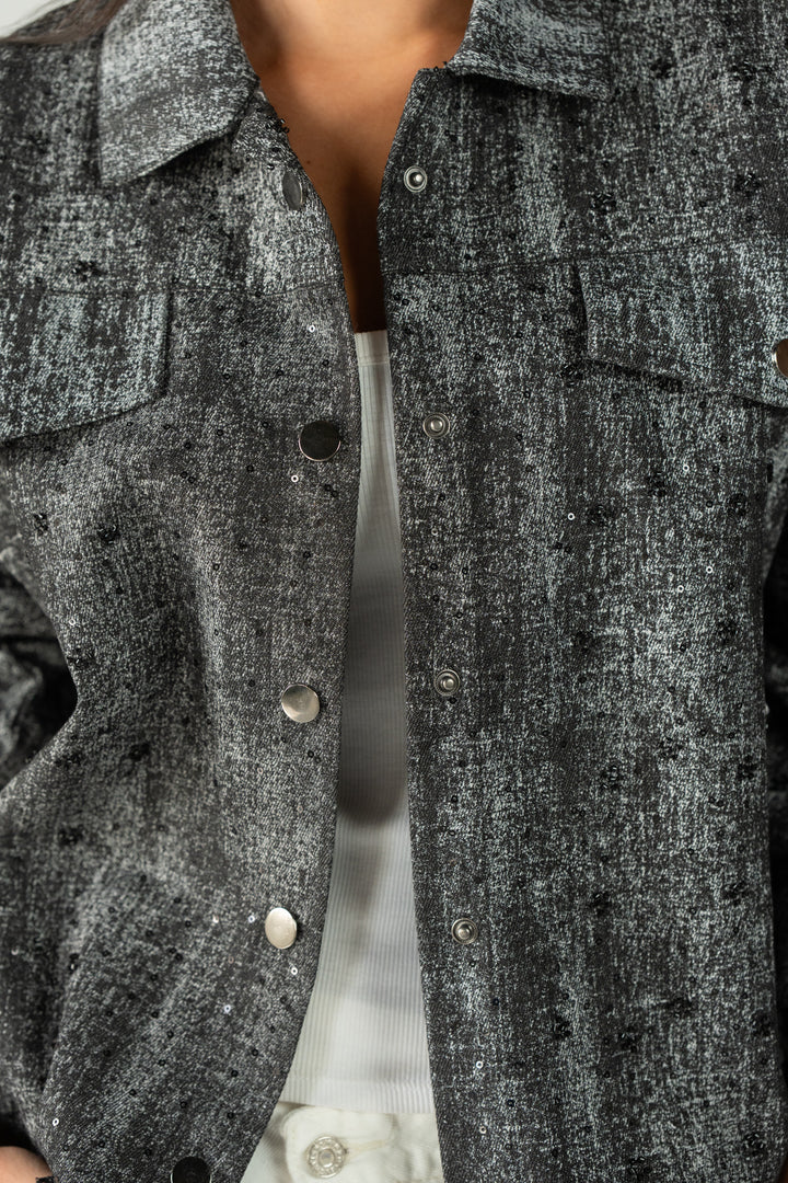 stars jeans jacket- black