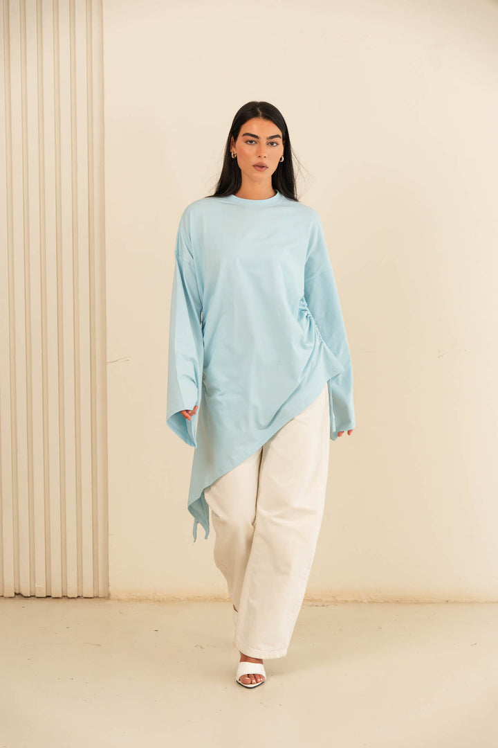 Tie cotton top- baby blue