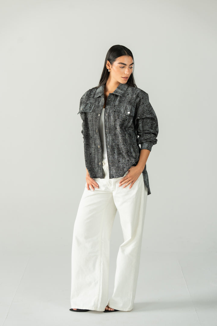 stars jeans jacket- black
