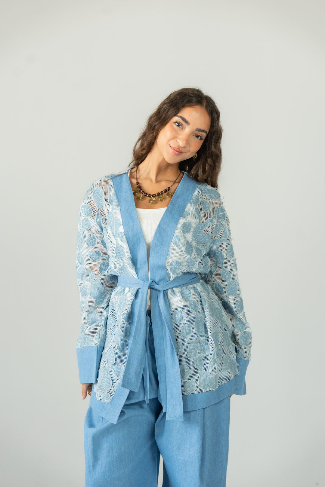 Leaves jeans kimono- light blue