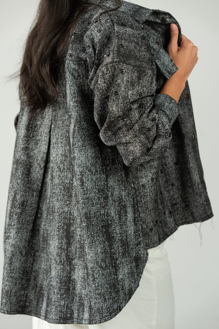 stars jeans jacket- black