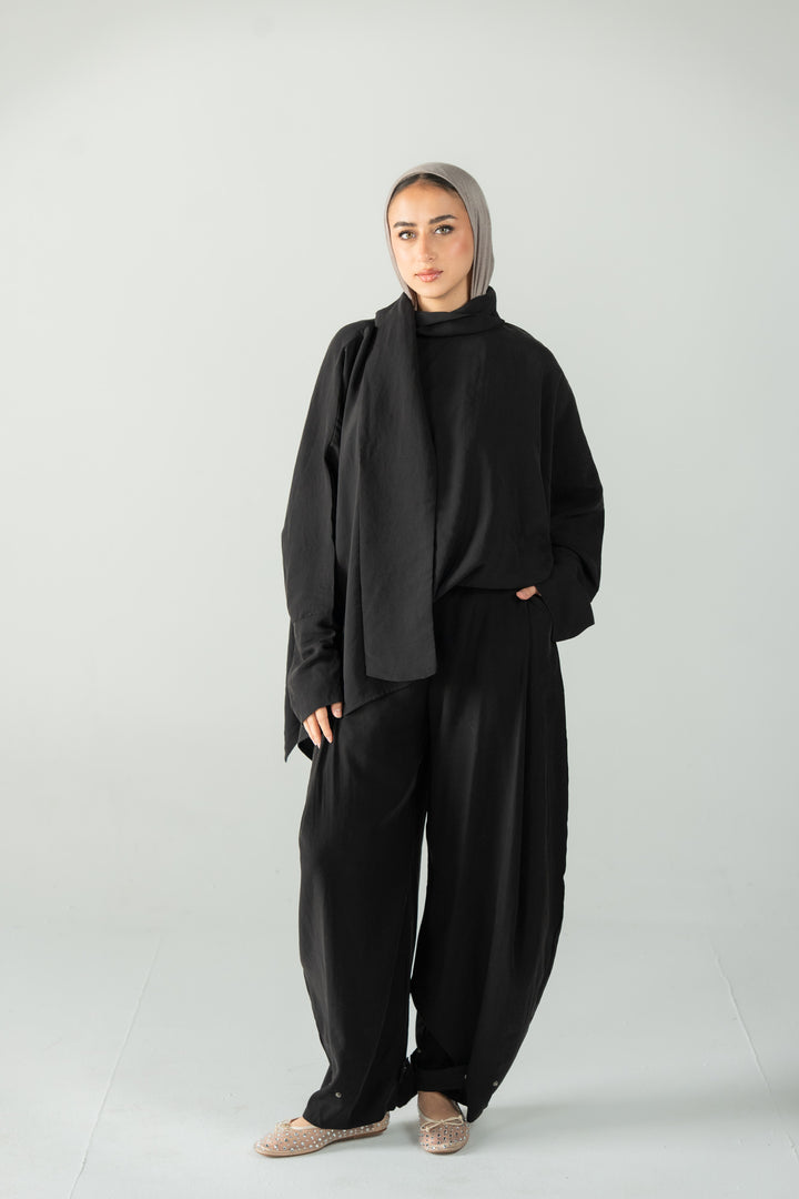 Scarf poncho top - black