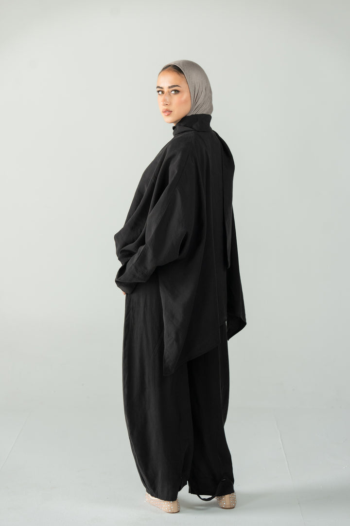 Scarf poncho top - black