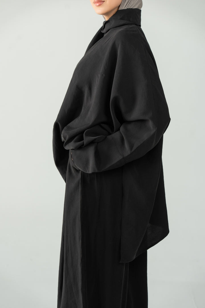 Scarf poncho top - black