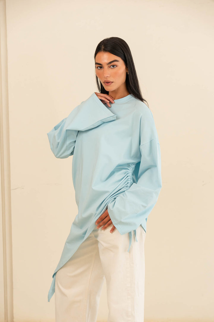 Tie cotton top- baby blue
