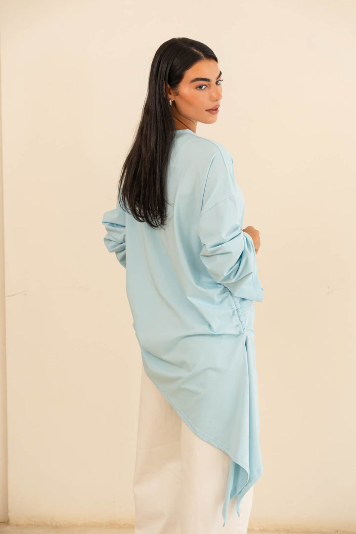 Tie cotton top- baby blue