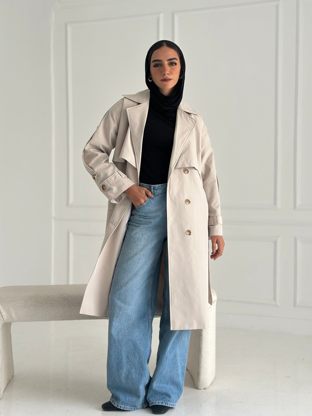Long trench coat- creme