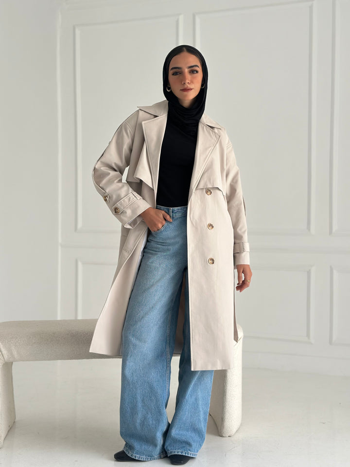 Long trench coat- creme