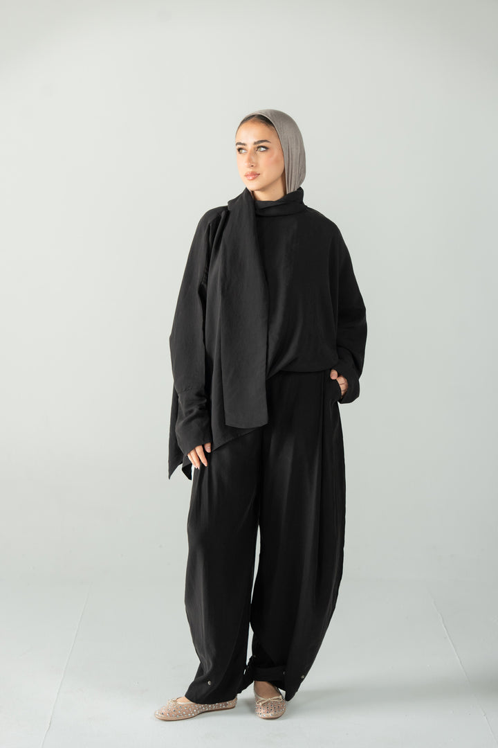 Scarf poncho top - black
