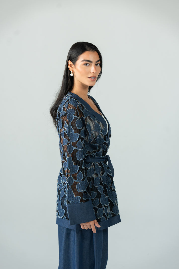 Leaves jeans kimono- blue