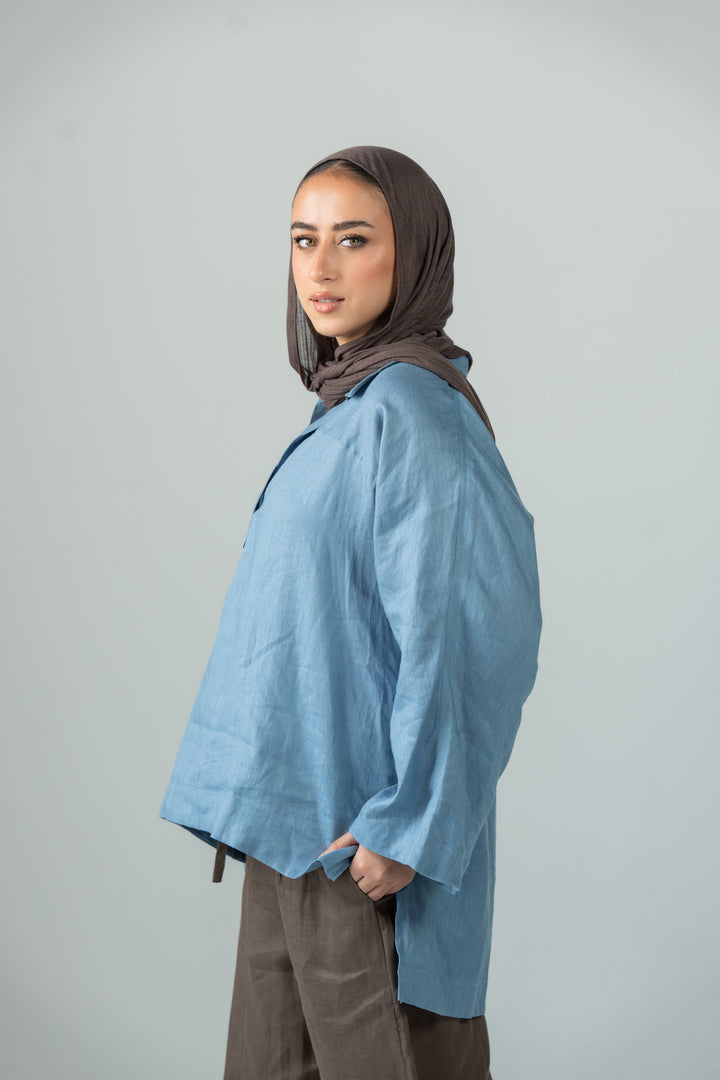 Cozy linen top - state blue