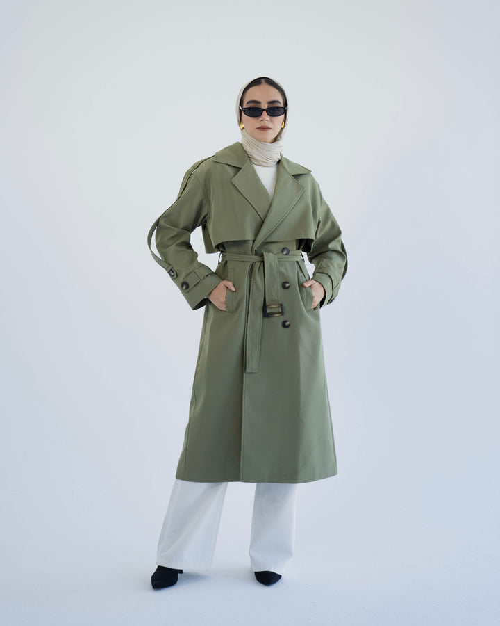 long trench coat- light olive
