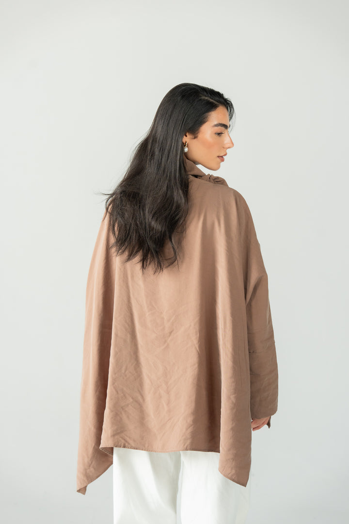 Scarf poncho top - cafe