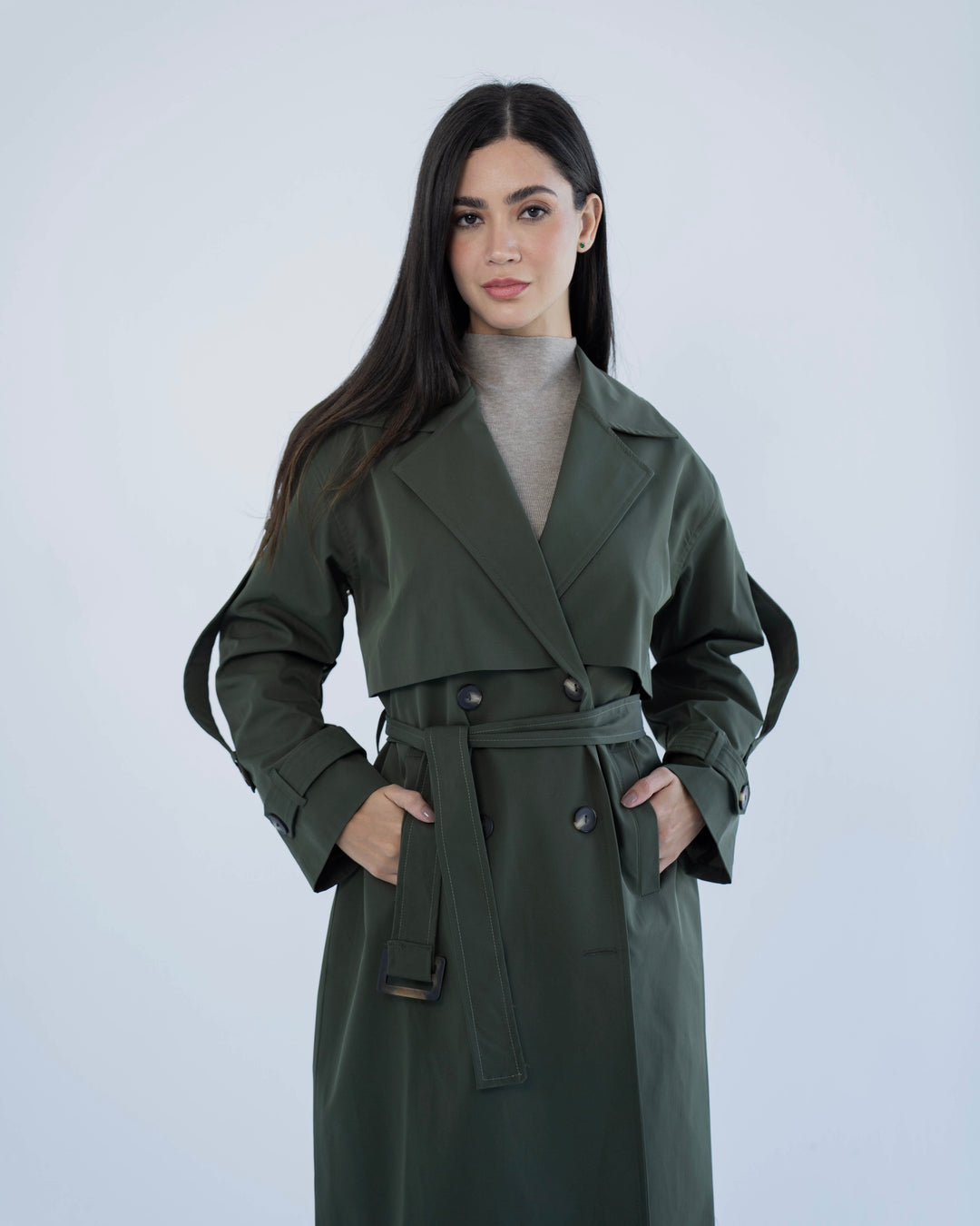long trench coat- olive