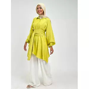 Rapped soft linen shirt lime green