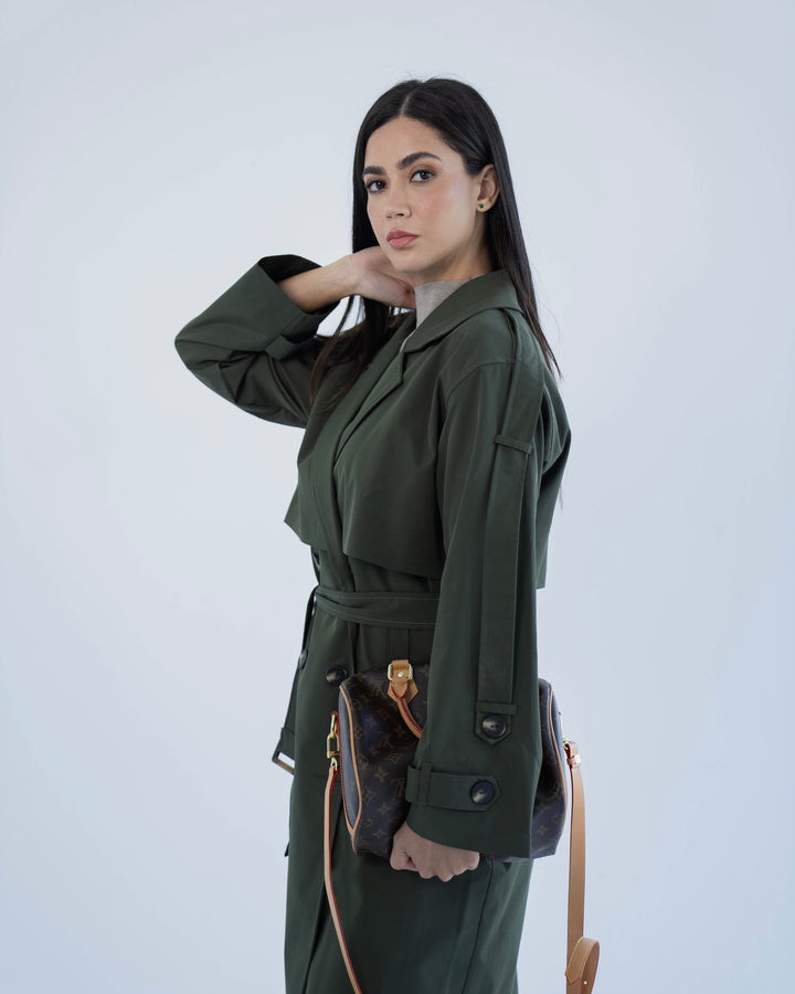 long trench coat- olive