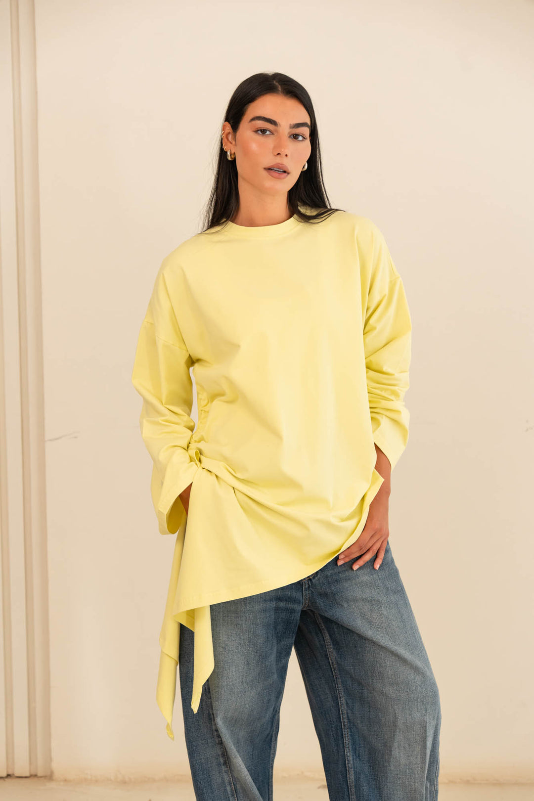 Tie cotton top- yellow