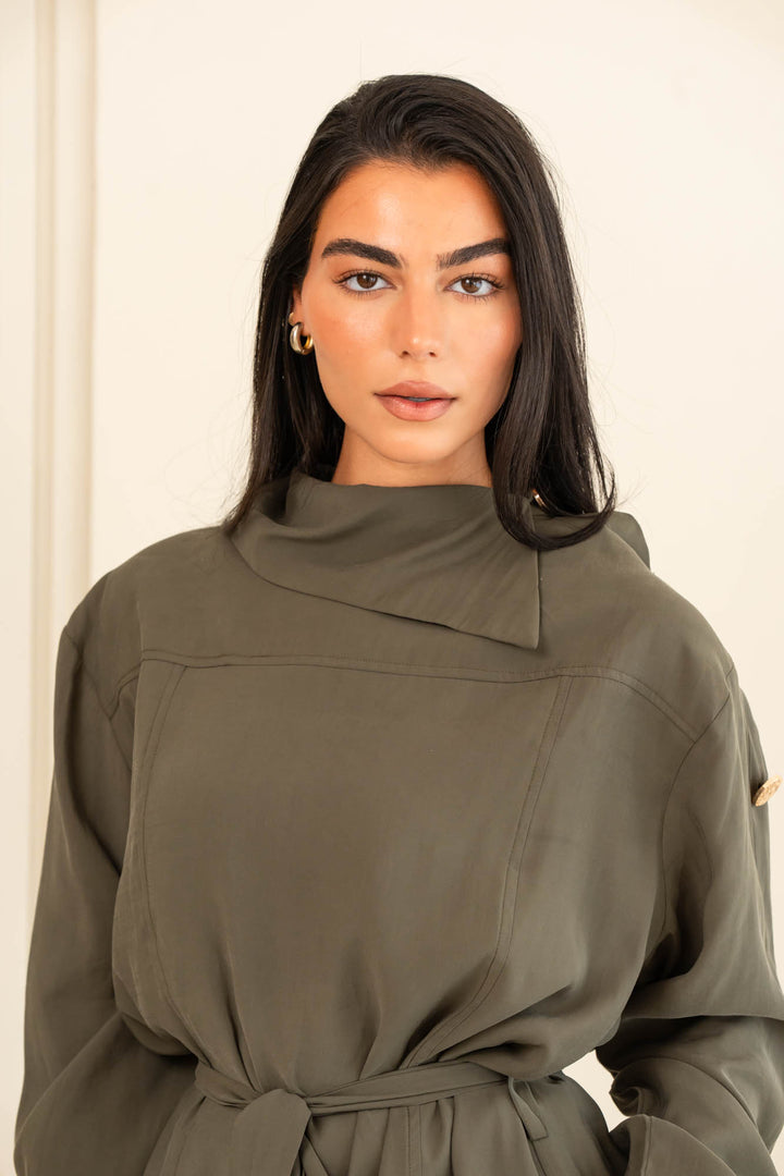 Button collar set- olive green