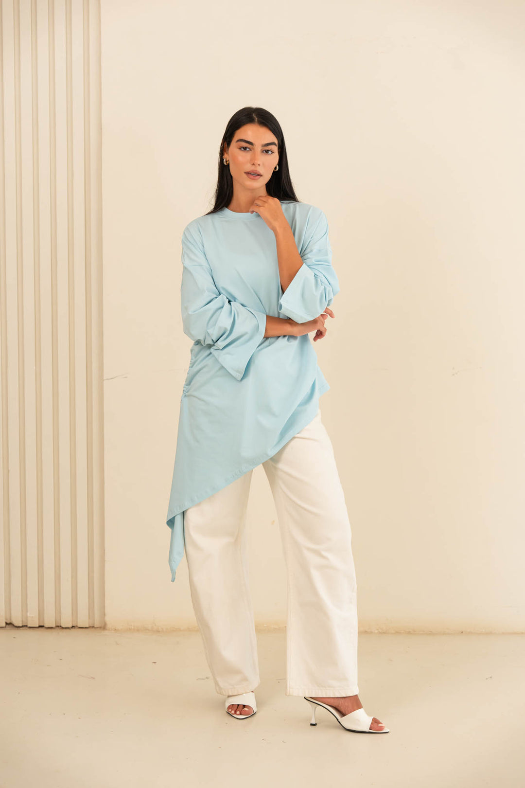 Tie cotton top- baby blue