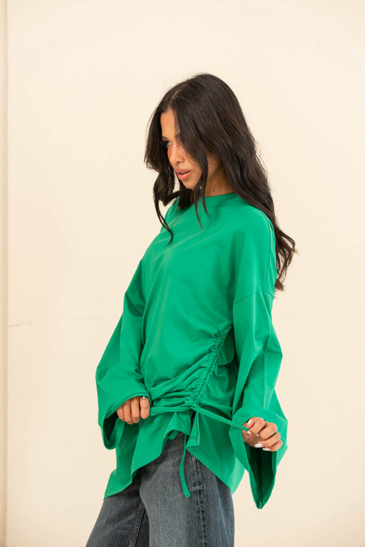Tie cotton top- green