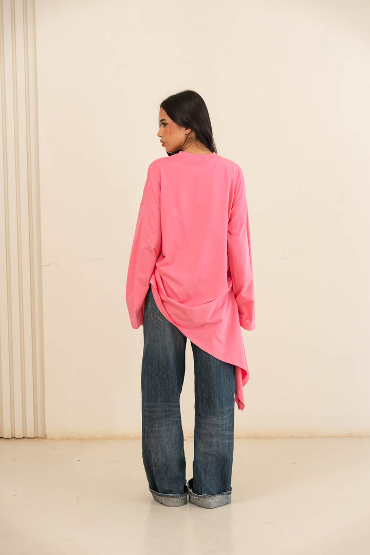 Tie cotton top- pink