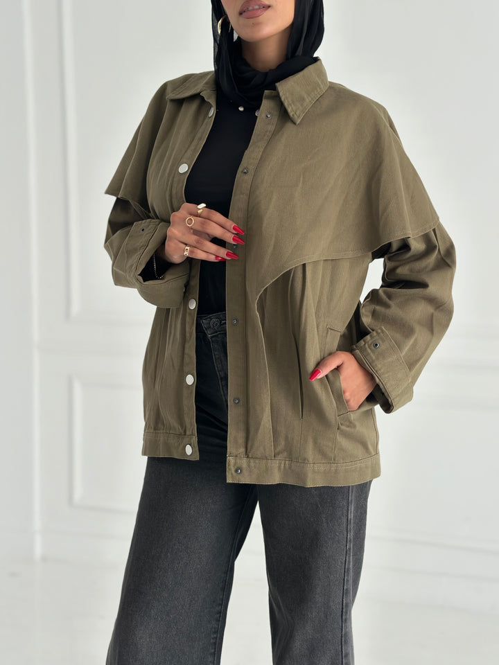 Flying denim jacket- olive