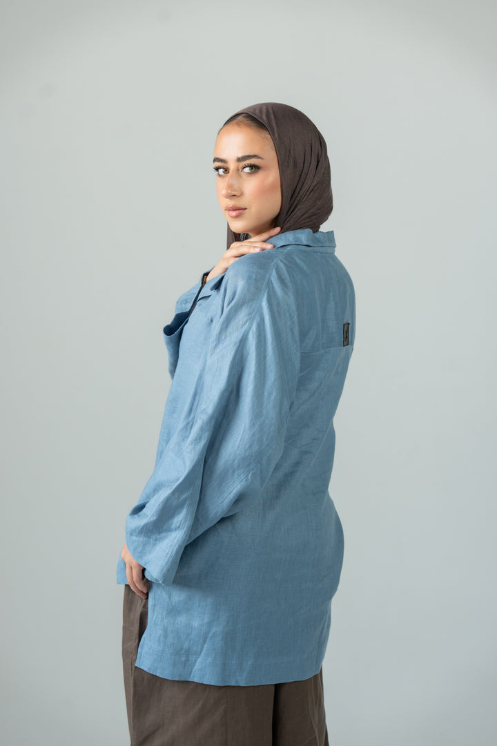 Cozy linen top - state blue