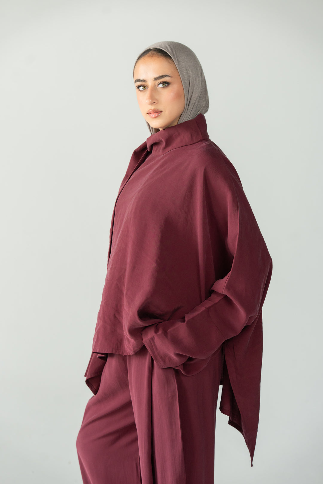 Scarf poncho top - Drak red
