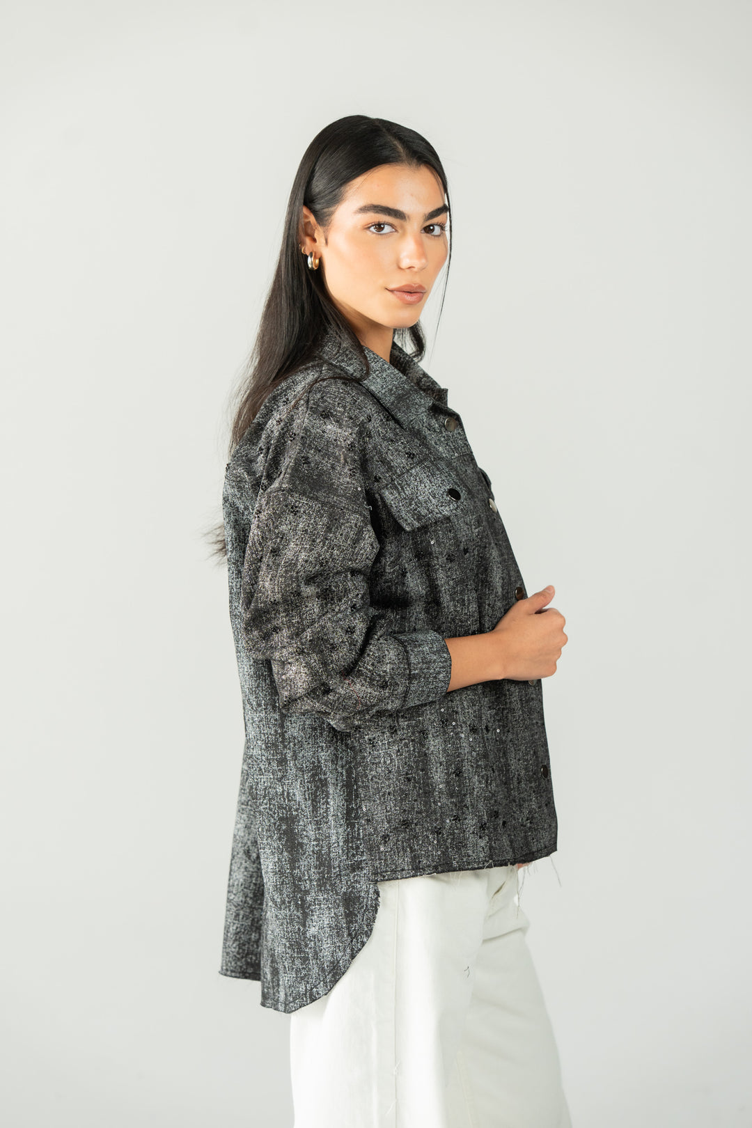 stars jeans jacket- black