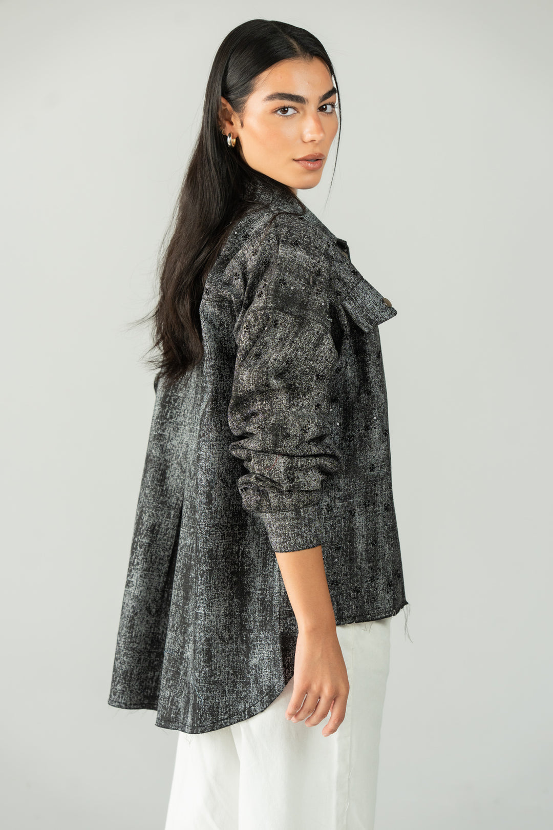 stars jeans jacket- black