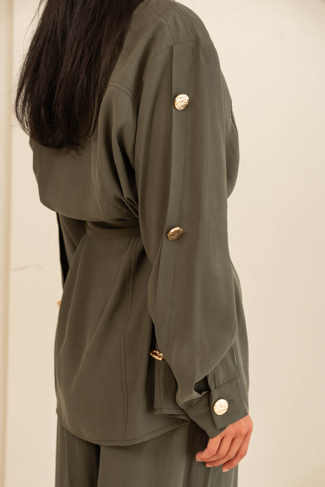 Button collar set- olive green